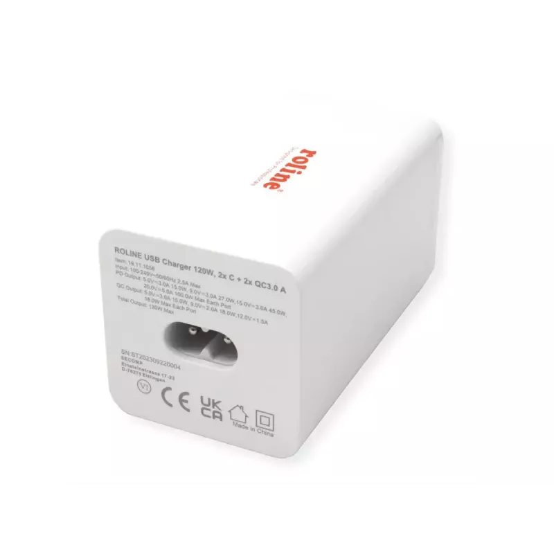 Mobiliojo įrenginio įkroviklis ROLINE 19.11.1056 Universalus kintamosios srovės greitasis įkrovimas 2 USB Type-C