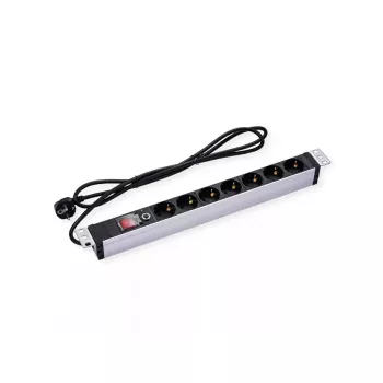 Energijos paskirstymo blokas PDU VALUE 19.99.1637 7 kintamosios srovės lizdai 1U aliuminis juodas