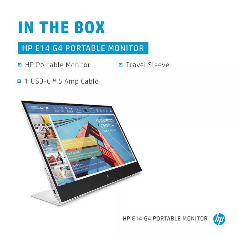 HP E-Series E14 G4 kompiuterio monitorius 35,6 cm (14 colių) 1920 x 1080 pikselių Full HD LED Baltas