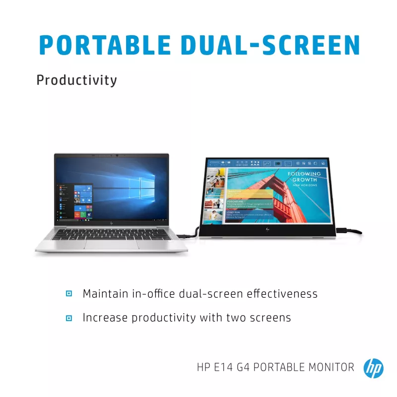 HP E-Series E14 G4 kompiuterio monitorius 35,6 cm (14 colių) 1920 x 1080 pikselių Full HD LED Baltas