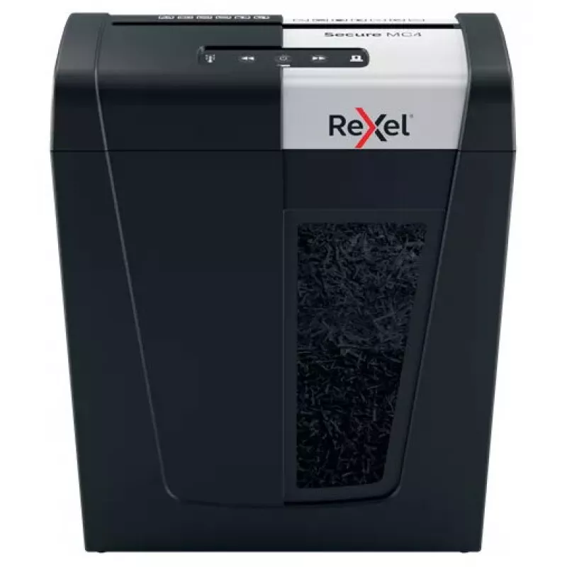 Rexel Secure MC4 popieriaus smulkintuvas, mikro-pjovimo 60 dB, juoda, sidabrinė