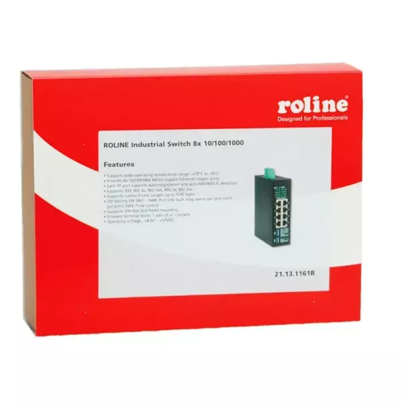 Nevaldomas komutatorius ROLINE Gigabit Ethernet pramoninis komutatorius 8x