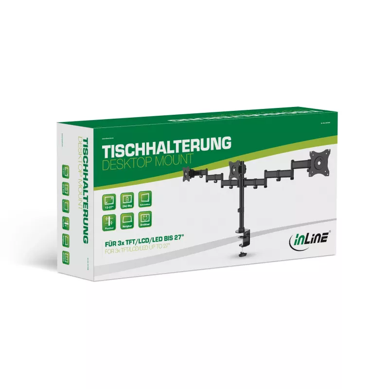 InLine stalinis laikiklis 3x TFT/LCD/LED iki 68cm 27 colių maks. 3x8 kg