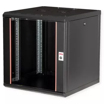 Prie sienos montuojamas stovas ROLINE Pro 12U 19 colių, 600x600 mm, juodas, IP20, rakinamas