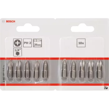 Atsuktuvų antgaliai Bosch 2607001512 ypač kieti 10 vnt. PH 2 25 mm