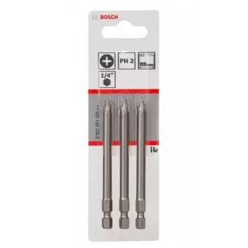 Atsuktuvų bitų rinkinys Bosch 2607001535 ypač kietas PH2 3 vnt. 89 mm