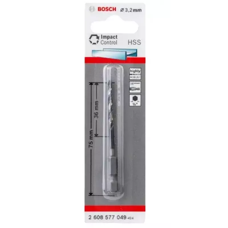 Sukamasis grąžtas „Bosch HSS“ su šešiabriauniu kotu 3,2 mm