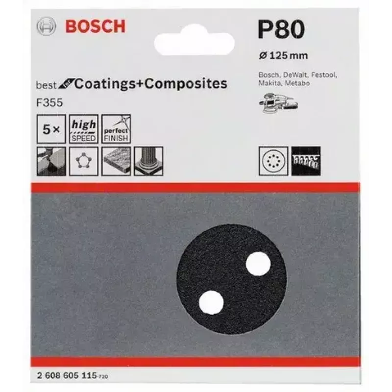 Šlifavimo lapas Bosch F355 5 vnt. 2608605115