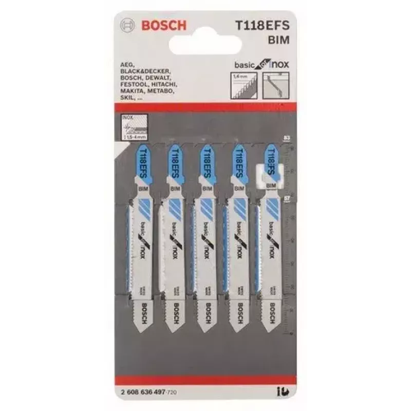 Bosch 2 608 636 497 siaurapjūklio / slankiojo pjūklo / atbulinio pjūklo pjūklelis Bimetalinis 5 vnt.