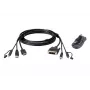 ATEN HDMI į DVI-D USB KVM laidas su garsu; 1,8M USB HDMI į DVI-D saugus KVM