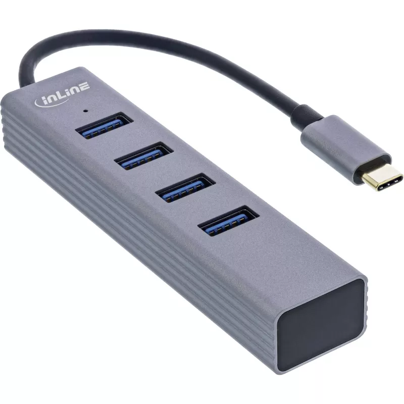 InLine USB-C 3.2 Multi Hub (4x USB-A 5Gb/s), OTG, aliumininis korpusas