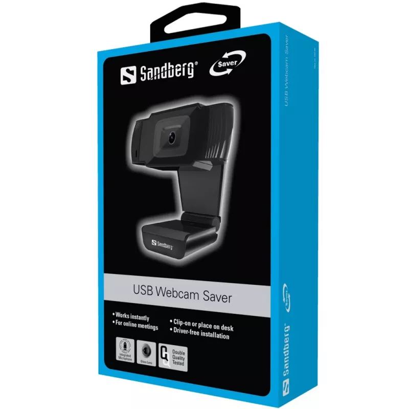 Sandberg USB Webcam 480P Saver, 0,3 MP, 640 x 480 pikselių, 30 kadrų per sekundę, 640x480@30fps, 480p, Auto