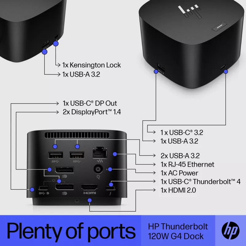 HP Thunderbolt Dock 120W G4 Wired Docking Station Black