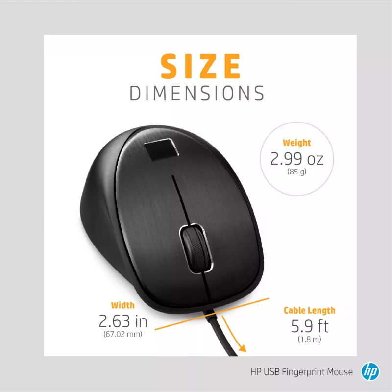 Pelė HP USB Fingerprint pelė USB Type-A