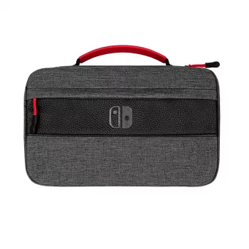 PDP Commuter Case - Elite Edition, dėklas-įmautė, Nintendo, juoda, pilka, Nintendo Switch, Nintendo Switch Lite, Nintendo Switch OLED, atsparus kritimui, atsparus įbrėžimams, užtrauktukas