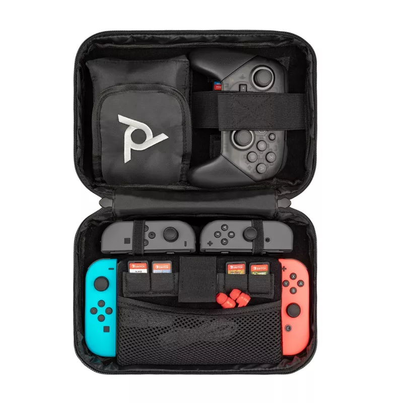 PDP Commuter Case - Elite Edition, dėklas-įmautė, Nintendo, juoda, pilka, Nintendo Switch, Nintendo Switch Lite, Nintendo Switch OLED, atsparus kritimui, atsparus įbrėžimams, užtrauktukas