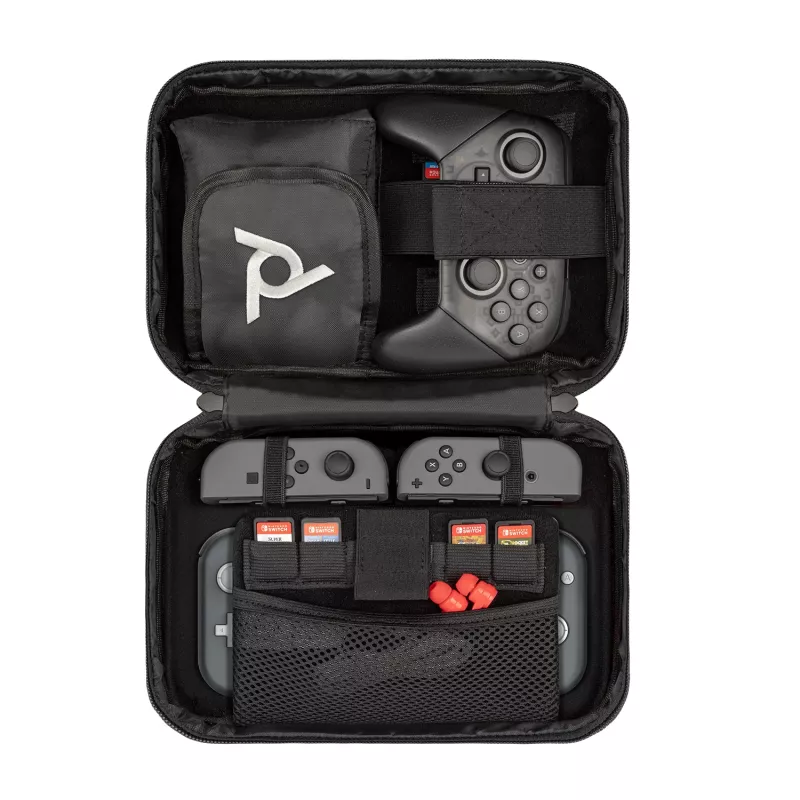 PDP Commuter Case - Elite Edition, dėklas-įmautė, Nintendo, juoda, pilka, Nintendo Switch, Nintendo Switch Lite, Nintendo Switch OLED, atsparus kritimui, atsparus įbrėžimams, užtrauktukas