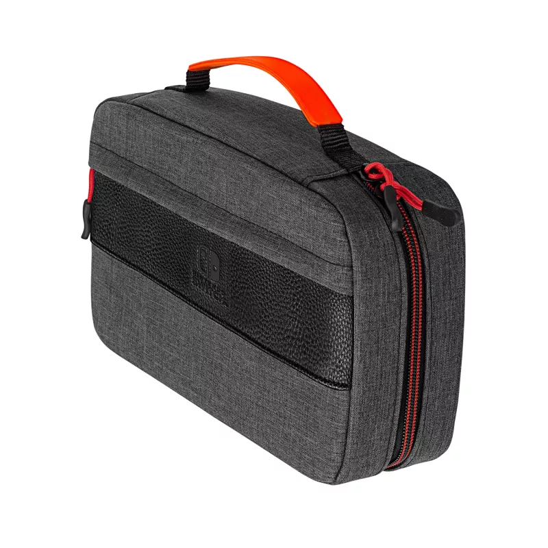 PDP Commuter Case - Elite Edition, dėklas-įmautė, Nintendo, juoda, pilka, Nintendo Switch, Nintendo Switch Lite, Nintendo Switch OLED, atsparus kritimui, atsparus įbrėžimams, užtrauktukas