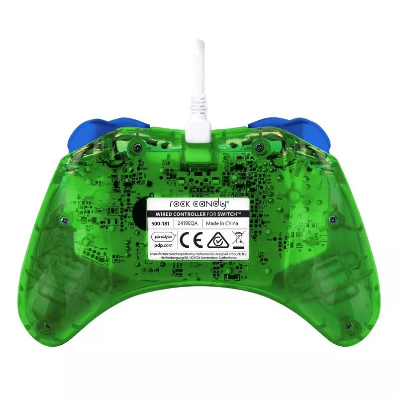 PDP Rock Candy: Luigi Lime Blue, Green, Translucent USB Gamepad Analogue / Digital Nintendo Switch, Nintendo Switch Lite, Nintendo Switch OLED