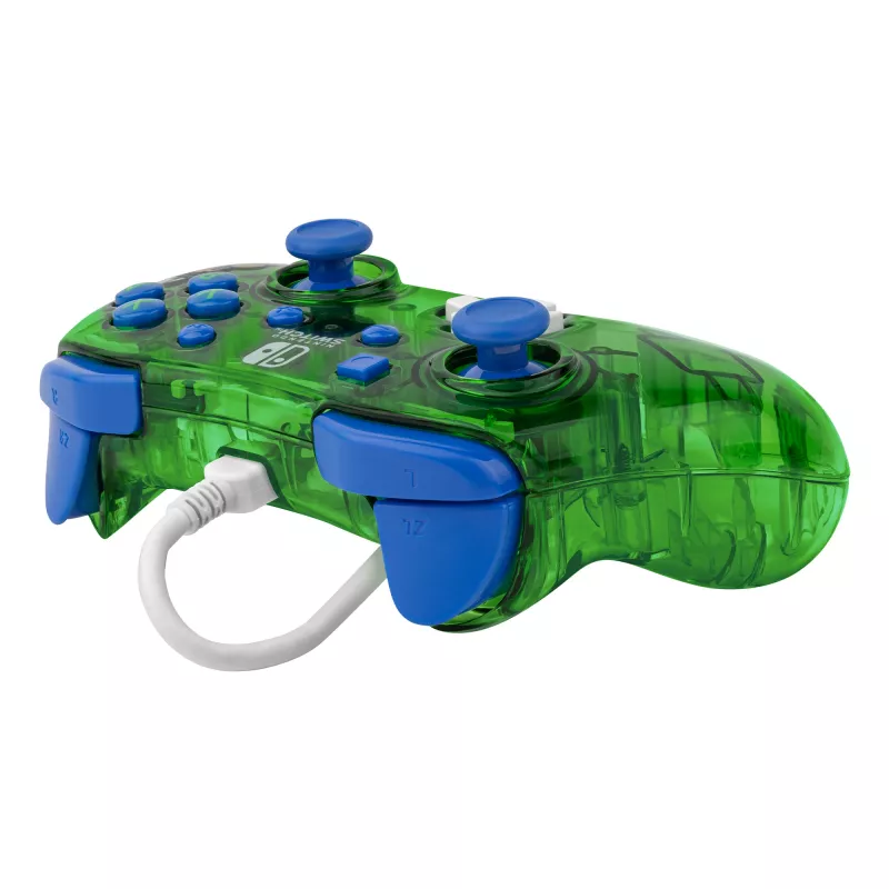 PDP Rock Candy: Luigi Lime Blue, Green, Translucent USB Gamepad Analogue / Digital Nintendo Switch, Nintendo Switch Lite, Nintendo Switch OLED