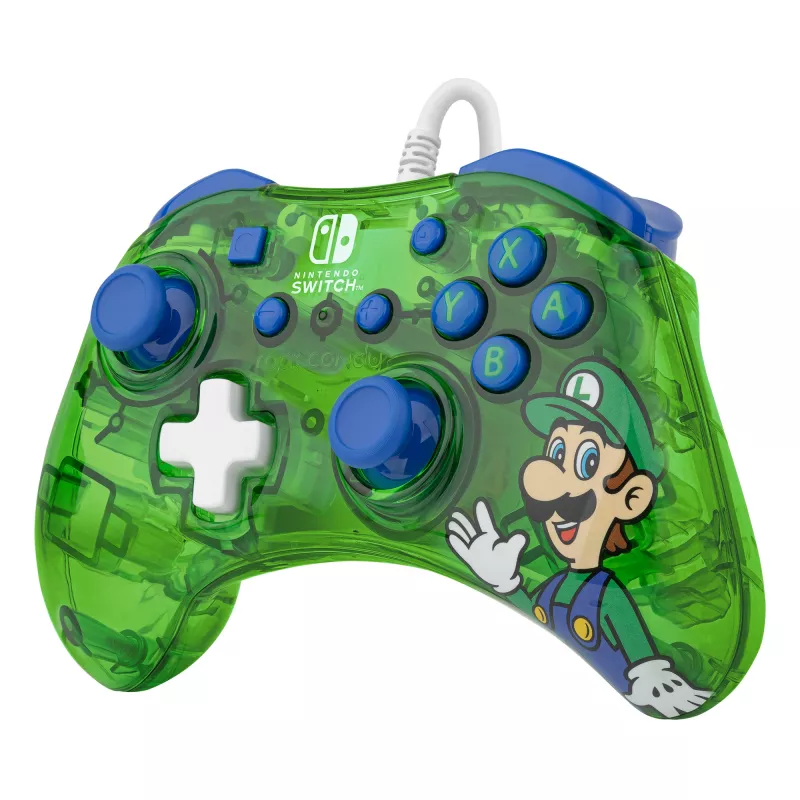 PDP Rock Candy: Luigi Lime Blue, Green, Translucent USB Gamepad Analogue / Digital Nintendo Switch, Nintendo Switch Lite, Nintendo Switch OLED