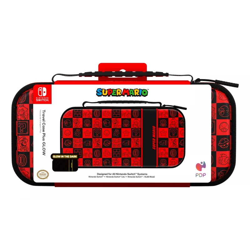 PDP Travel Case Plus GLOW: Super Icon, skirtas Nintendo Switch, Nintendo Switch Lite, Nintendo Switch – OLED modeliui