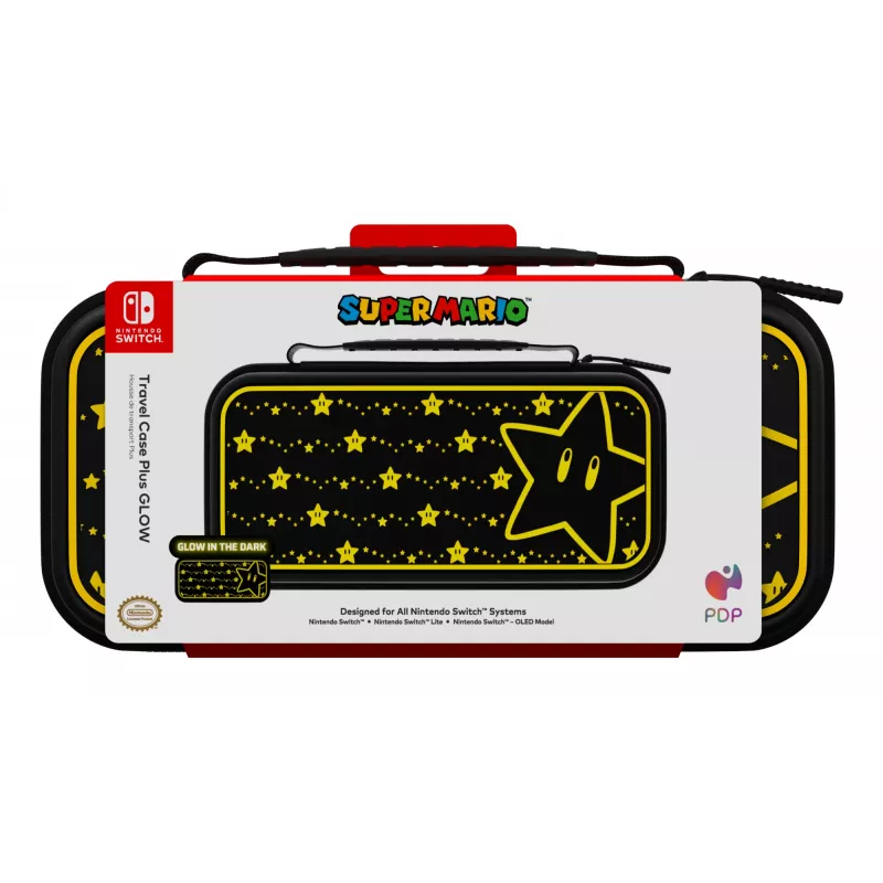 PDP Travel Case Plus GLOW: Super Star, skirtas Nintendo Switch, Nintendo Switch Lite, Nintendo Switch – OLED modeliui