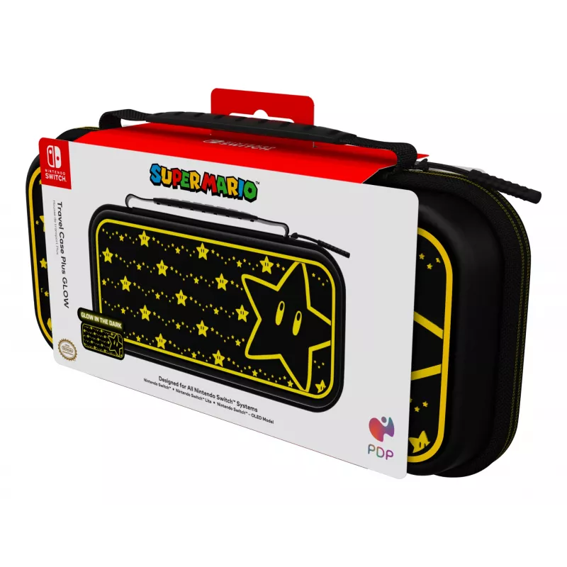 PDP Travel Case Plus GLOW: Super Star, skirtas Nintendo Switch, Nintendo Switch Lite, Nintendo Switch – OLED modeliui