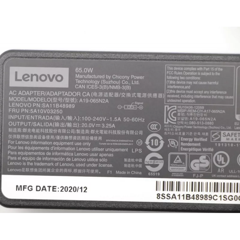 Lenovo 5A10V03250 maitinimo adapteris Vidinis 65 W Juodas