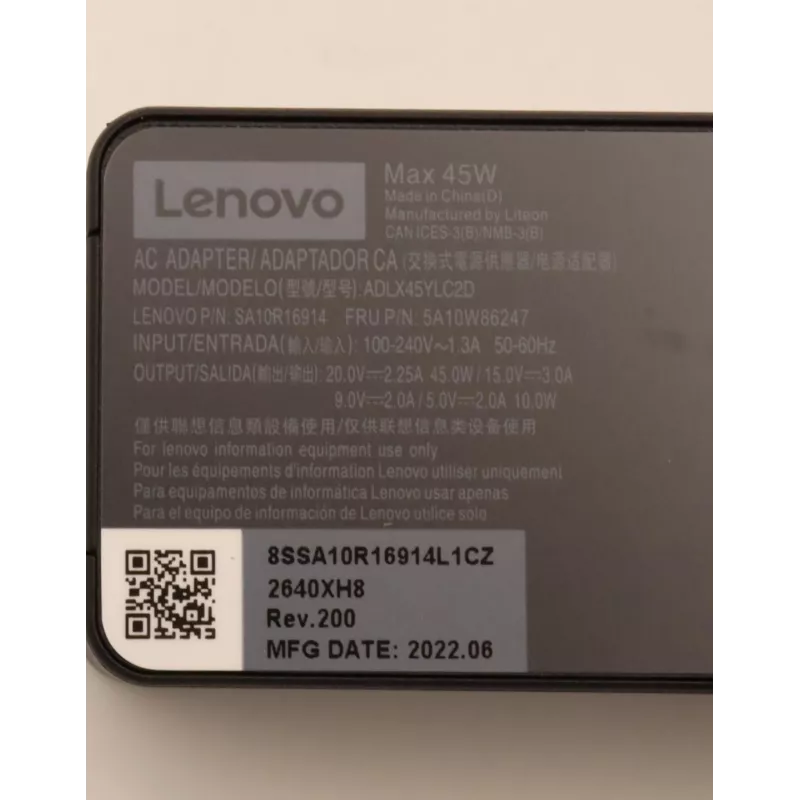 Lenovo 5A10W86247 maitinimo adapteris Vidinis 45 W Juoda