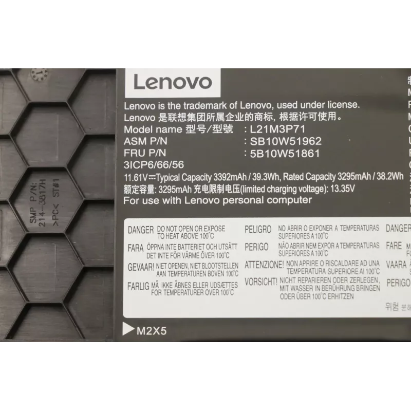 Vidinė nešiojamojo kompiuterio baterija Lenovo 5B10W51861 39.3Wh Li‑Ion