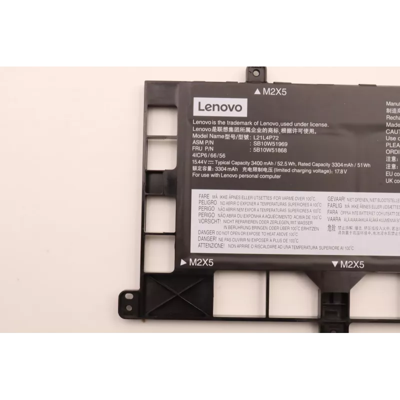 Vidinė nešiojamojo kompiuterio baterija Lenovo 5B10W51868 4 celių 52,5 Wh, skirta suderinamiems Lenovo nešiojamiesiems kompiuteriams