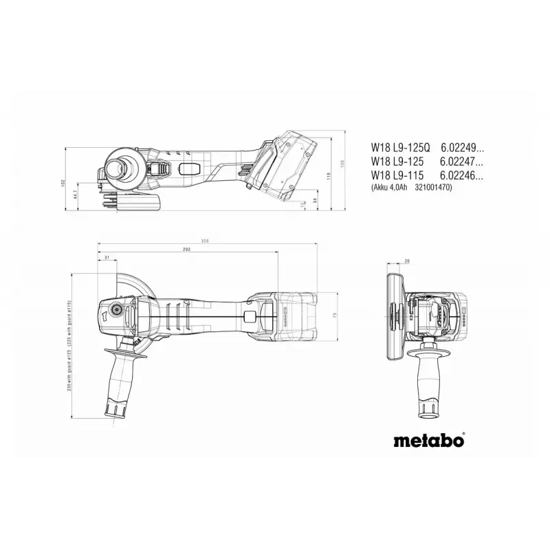 Kampinis šlifuoklis Metabo W 18 L 9-125
