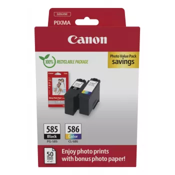 “Canon PG-585/CL-586 PVP” rašalo kasetė 2 vnt. Originali juoda, žalsvai mėlyna, purpurinė, geltona