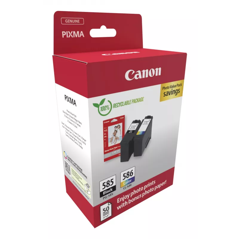 “Canon PG-585/CL-586 PVP” rašalo kasetė 2 vnt. Originali juoda, žalsvai mėlyna, purpurinė, geltona
