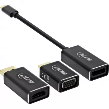 InLine USB ekrano keitiklių rinkinys 6 viename, 4K/60Hz, juodas