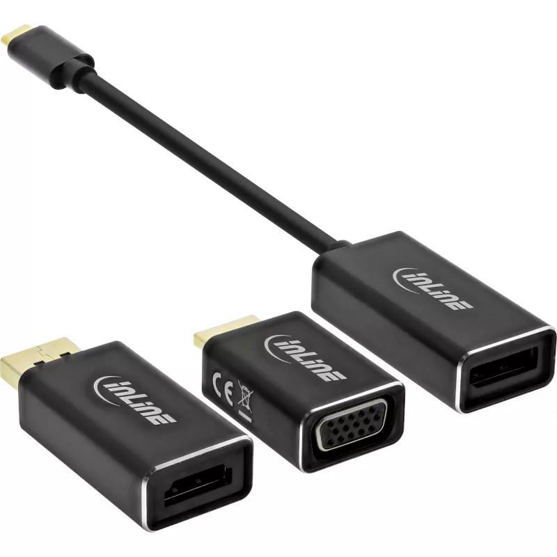 InLine USB ekrano keitiklių rinkinys 6 viename, 4K/60Hz, juodas