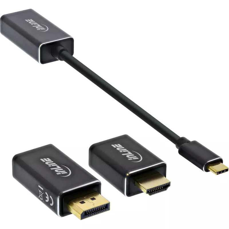 InLine USB ekrano keitiklių rinkinys 6 viename, 4K/60Hz, juodas