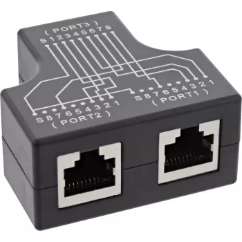 InLine Cat.5e STP T-adapteris RJ45 lizdas į 2x RJ45 lizdą, juodas