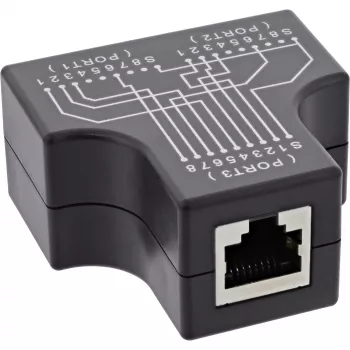 InLine Cat.5e STP T-adapteris RJ45 lizdas į 2x RJ45 lizdą, juodas
