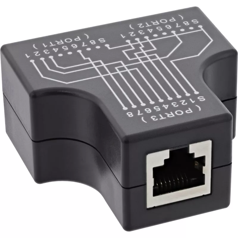 InLine Cat.5e STP T-adapteris RJ45 lizdas į 2x RJ45 lizdą, juodas