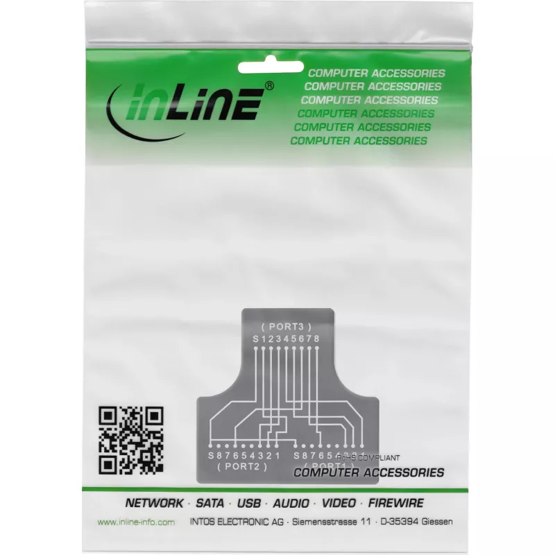 InLine Cat.5e STP T-adapteris RJ45 lizdas į 2x RJ45 lizdą, juodas