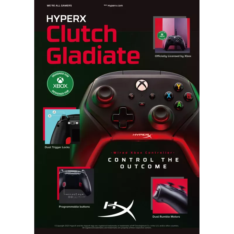 Žaidimų pultelis HyperX 6L366AA juodas USB laidinis, skirtas PC, Xbox One, Xbox Series S, Xbox Series X