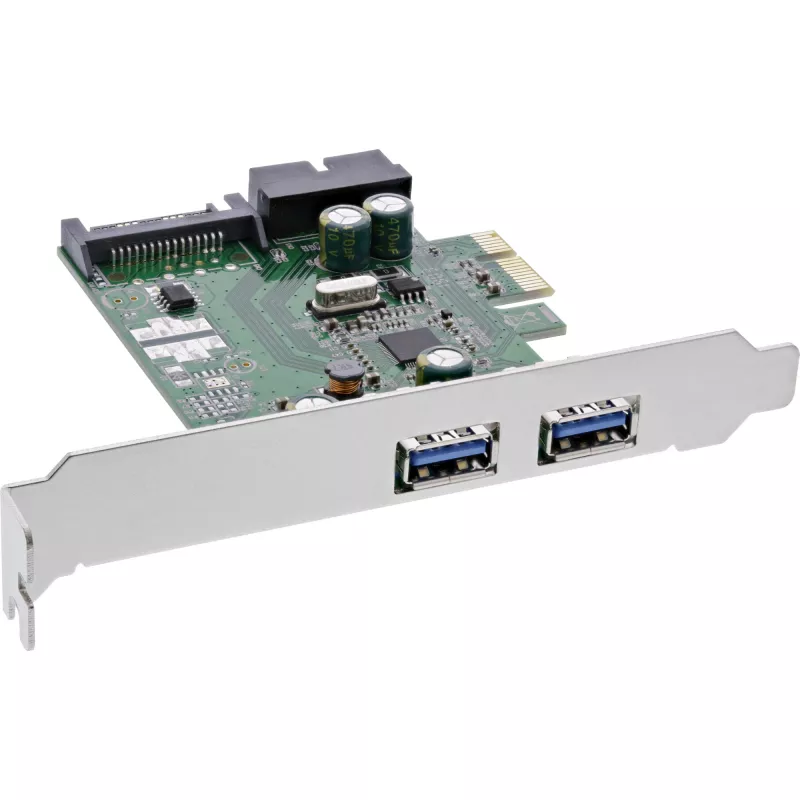 “InLine 2+2ports USB 3.0” prieglobos valdiklis, PCIe, su SATA maitinimu ir LP laikikliu