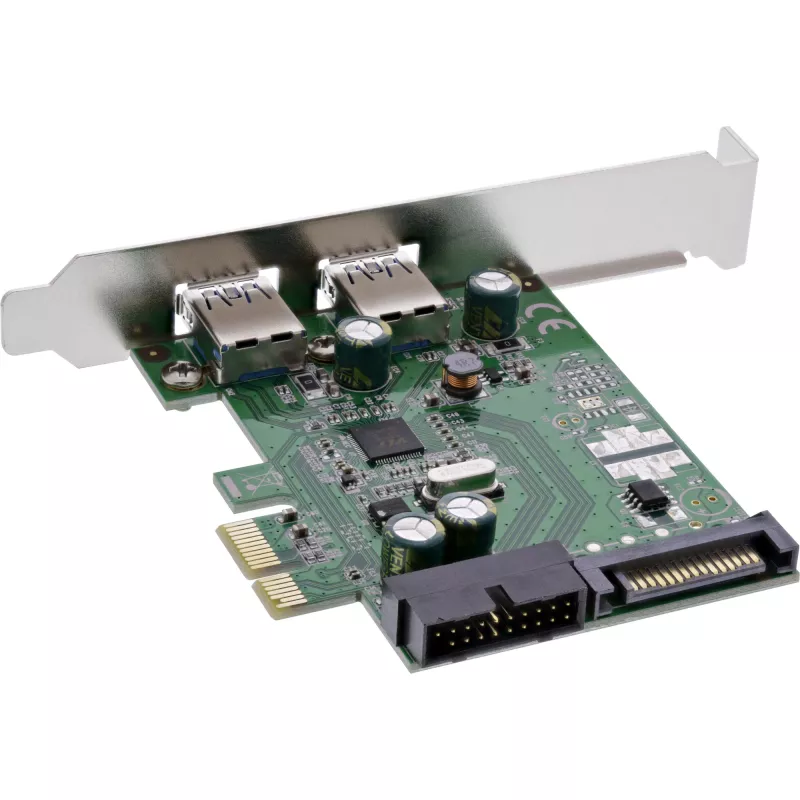 “InLine 2+2ports USB 3.0” prieglobos valdiklis, PCIe, su SATA maitinimu ir LP laikikliu