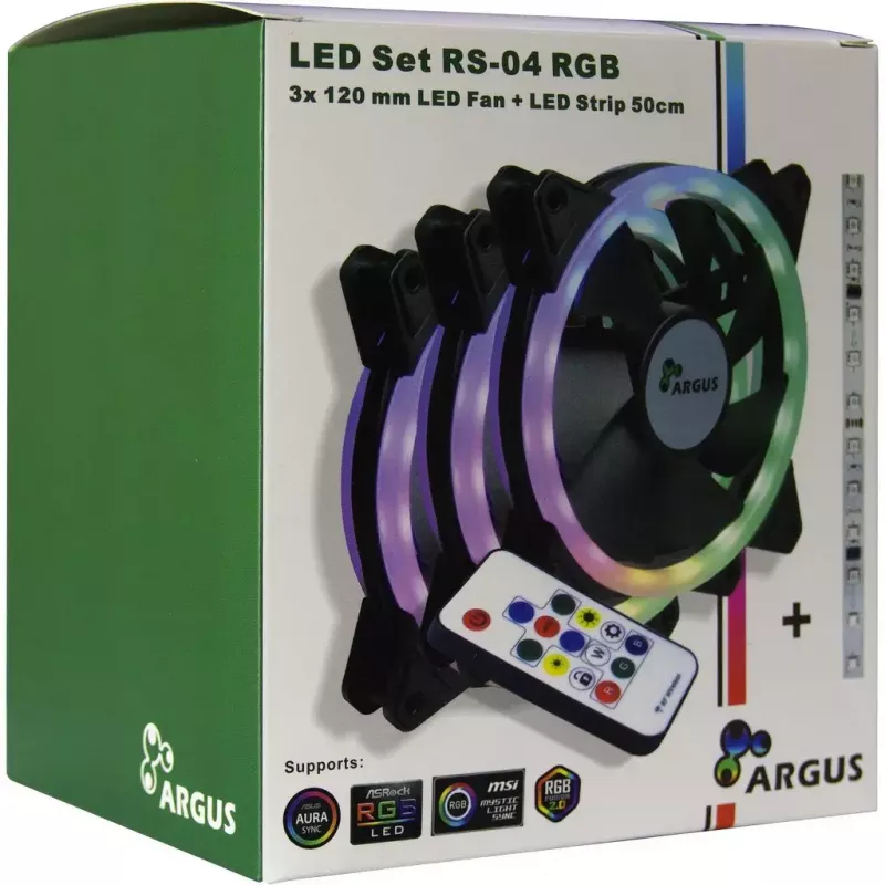 Ventiliatorius Inter-Tech RS-04 RGB kompiuterio korpusui 12 cm juodas