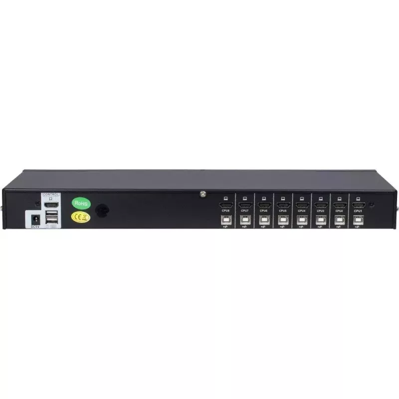 KVM jungiklis Inter-Tech AS-9108HA, skirtas montuoti į stelažą, juodas