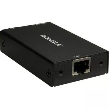 Sąsajos adapteris INTER-TECH KT-150D — RJ-45 (moteriška) į DVI‑D, laidinis, maks. 1980×1080, komplekte USB A–B kabelis, metalinis, juodas