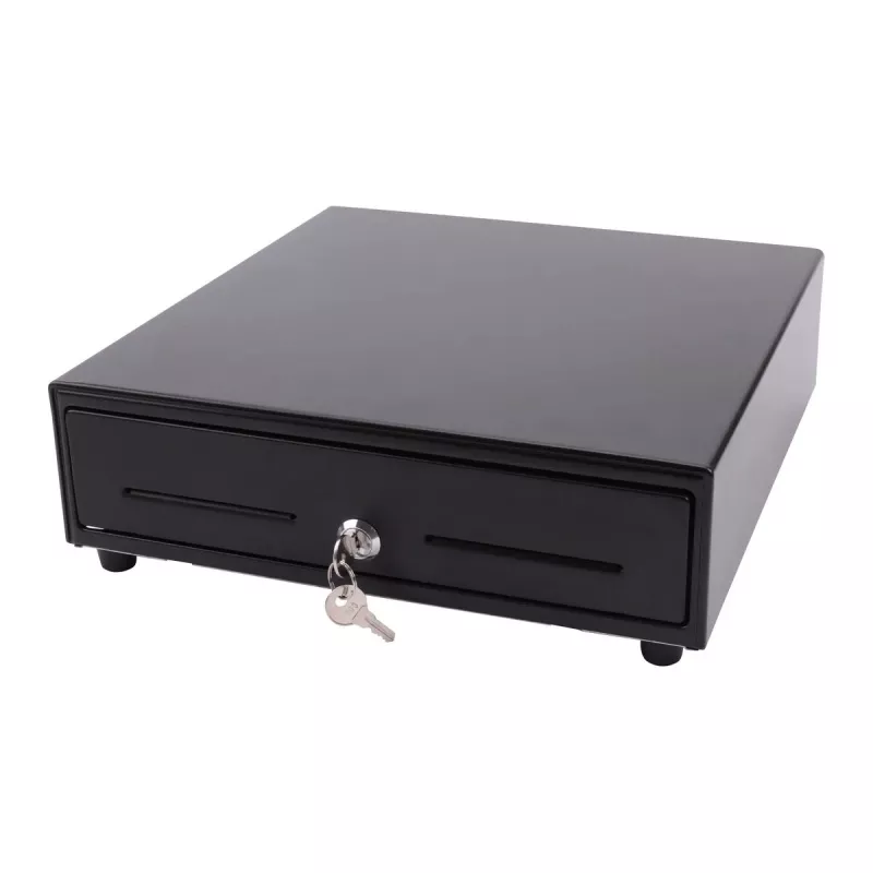 Electronic cash drawer Olympia SD 330A, metal housing, input 12–14 V, width 335 mm, depth 330 mm, height 104 mm, includes 2 keys