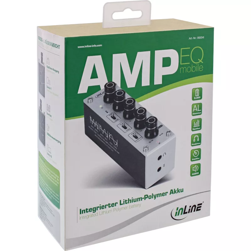 InLine AmpEQ mobile, Tri-Tone Hi-Res AUDIO išankstinis ir ausinių stiprintuvas, 3,5 mm stereofoninis